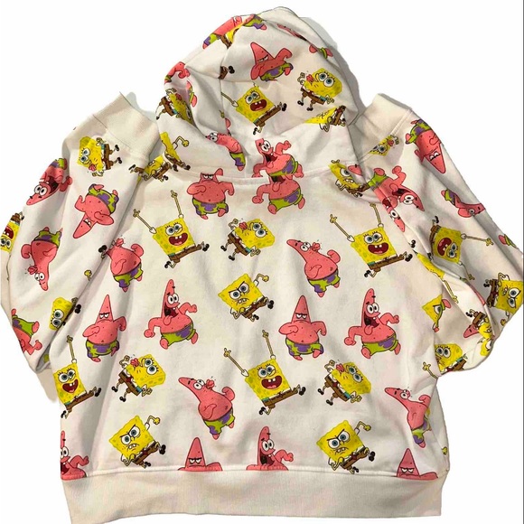 Nickelodeon SpongeBob SquarePants And Patrick Hoodie Long sleeve Cropped Large - Picture 2 of 8